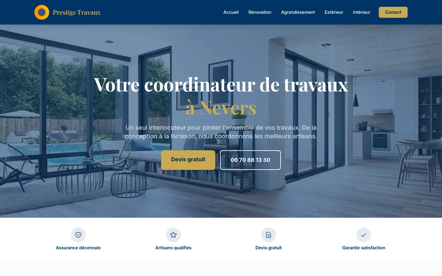 Site vitrine Prestige Travaux